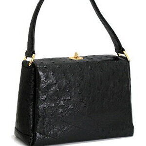 Gucci Leather Black Ostrich Handbag Turnlock